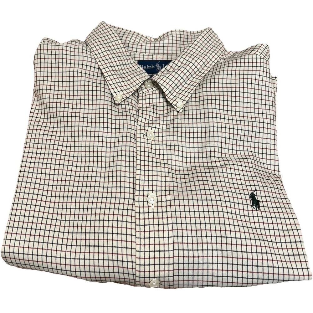 Polo‎ Ralph Lauren Classic Fit Checked XXL Suit Tan Long Sleeve Shirt Cotton